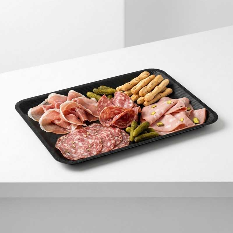 Vassoio nero rettangolare plastica rigida 20x28 cm | Crovegli