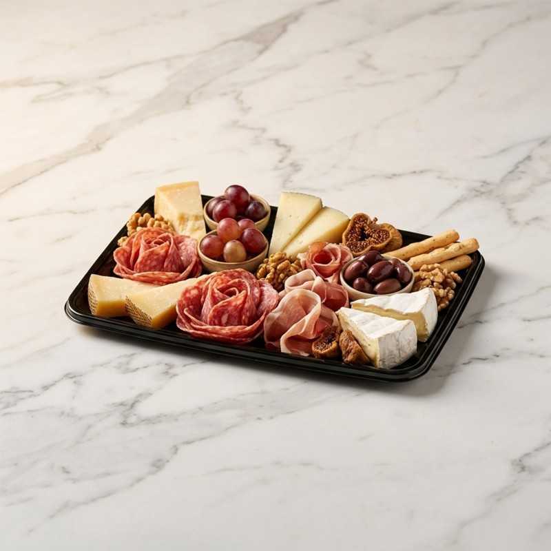 Vassoio nero rettangolare plastica rigida 30x45 cm | Crovegli