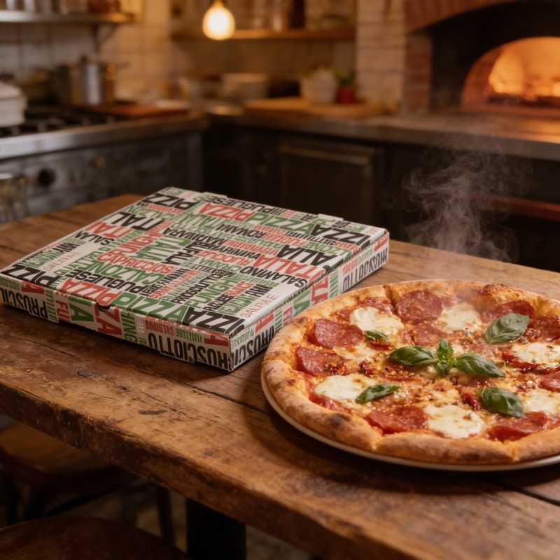 Scatola pizza cartone bianco 26,5x26,5 H3 cm | Crovegli