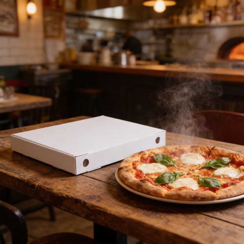 Scatola pizza cartoncino vegetale bianco 50x50 H5 cm | Crovegli