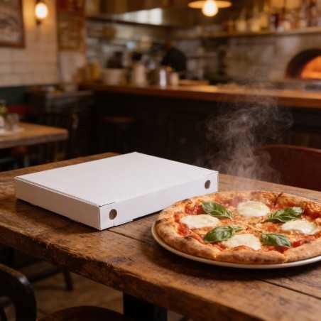 Scatola pizza cartoncino vegetale bianco 30x40 H5 cm | Crovegli