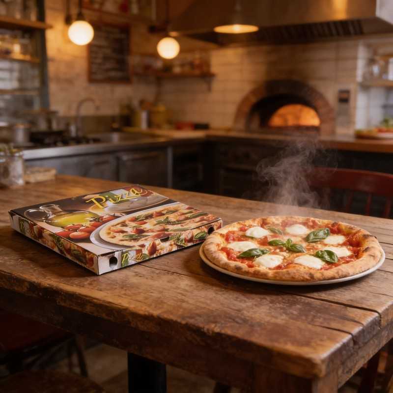 Scatola pizza cartone bianco 32,5x32,5 H3 cm | Crovegli