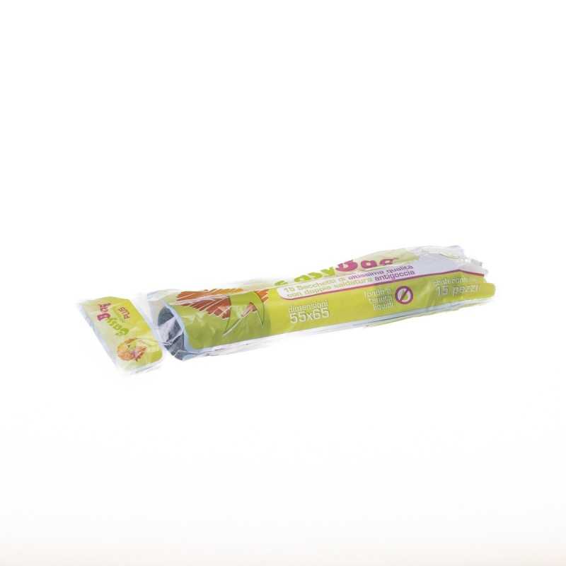 Sacchi pattumiera blu con maniglie a rotolo 55x65 cm | Crovegli
