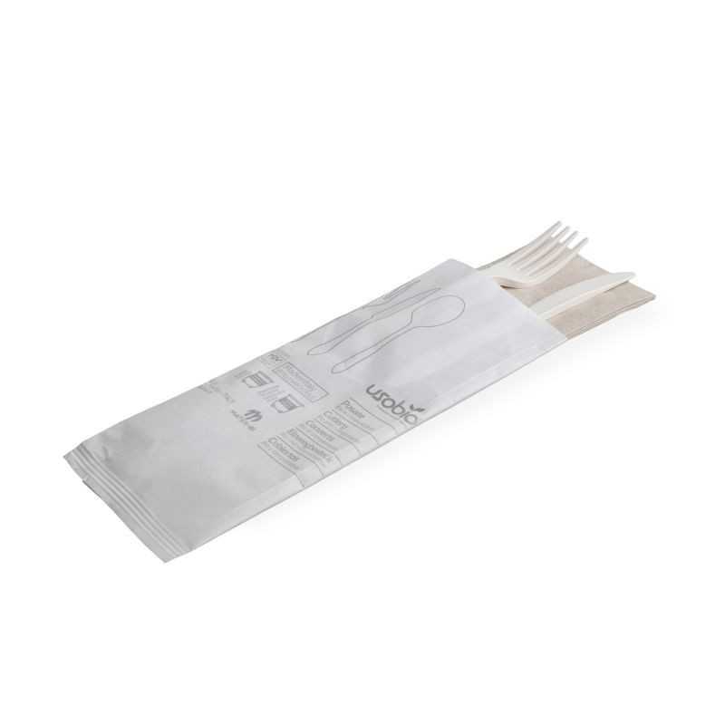 Set monouso CPLA bio forchetta coltello tovagliolo 1 velo compostabile | Crovegli