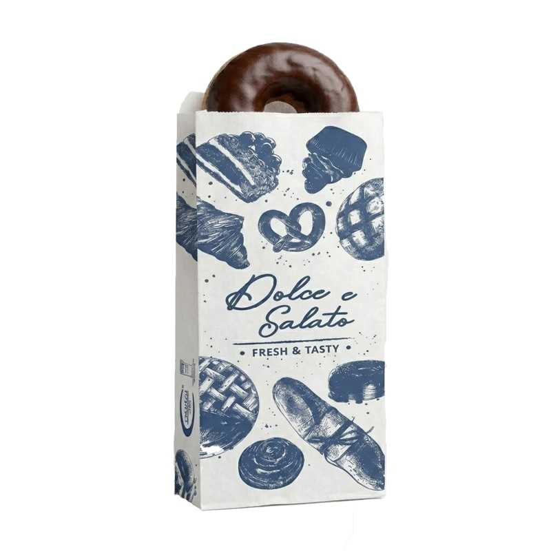 Sacchetto antigrasso Dolce e Salato bianco 12+6x29 cm asporto | Crovegli