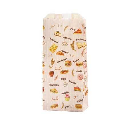 Sacchetto antigrasso stampa Snack 10x23 cm asporto brioche panini | Crovegli