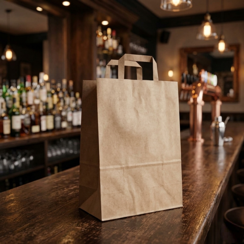 Borsa carta avana manico piattino 32+16x44 cm | Crovegli