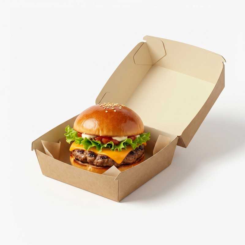 Porta hamburger cartoncino avana bio 12x12x7 cm | Crovegli