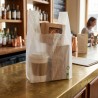 Shopper biodegradabile bianca strappo 28+16x50 cm 14 g trasporto merce | Crovegli
