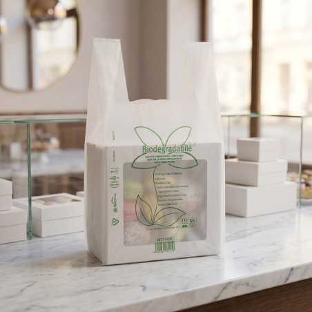 Shopper mini biodegradabile compostabile 22+6+6x38 cm 5 g trasporto merce | Crovegli