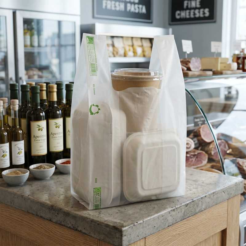 Shopper biodegradabile compostabile 30x60 cm 13 g trasporto merce | Crovegli