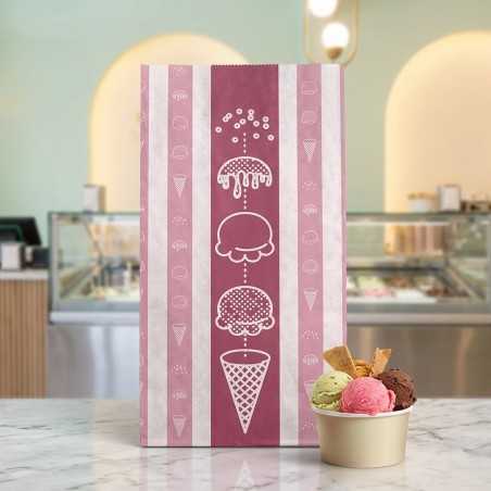 Sacchetto carta bianca stampa gelateria 17x36 cm | Crovegli