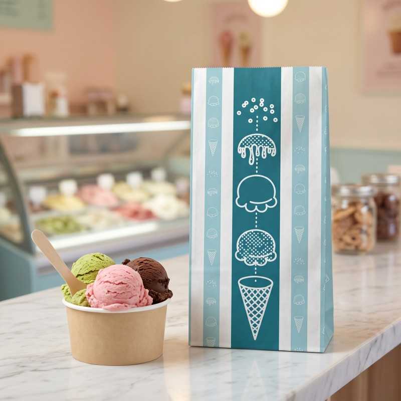 Sacchetto carta bianca stampa gelateria 19x40 cm | Crovegli