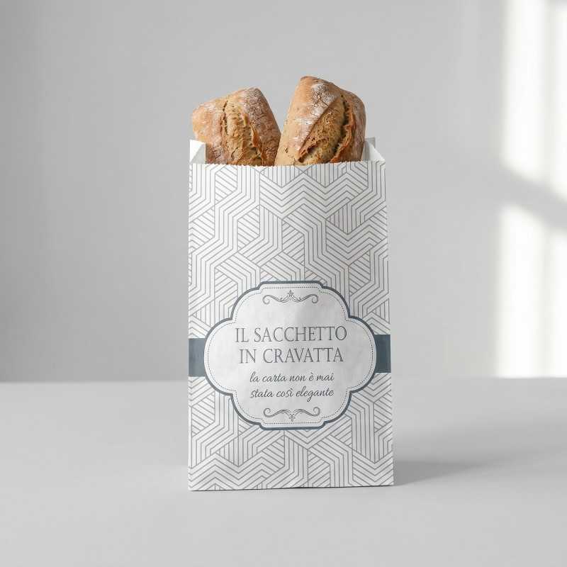 Sacchetto carta bianca stampa cravatta 19x40 cm | Crovegli