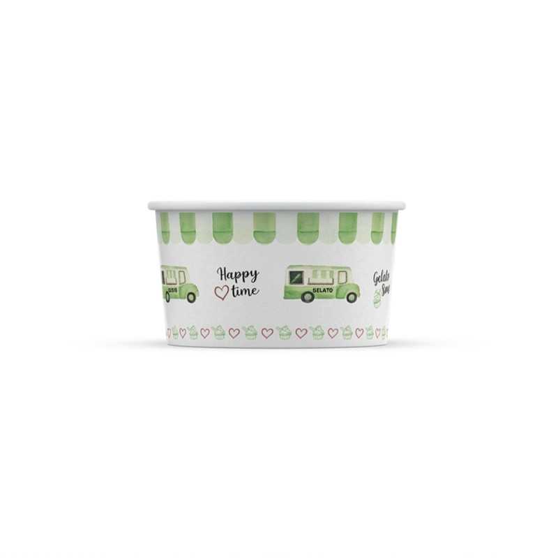Coppetta gelato HappyVan verde 100 cc per gelato e yogurt soft | Crovegli