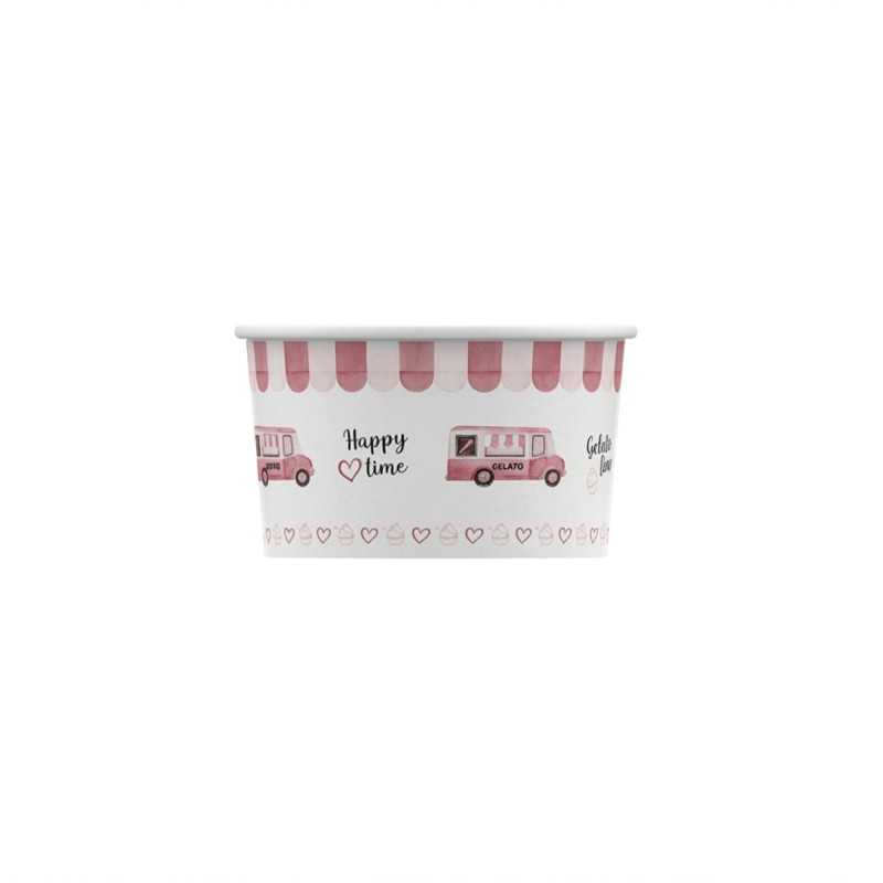 Coppetta gelato HappyVan rosa 160 cc per gelato e yogurt soft | Crovegli
