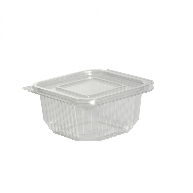 Vaschetta PET rettangolare 11,7x12,8 cm H 55 mm 375cc coperchio | Crovegli