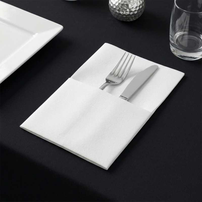 Tovagliolo Airlaid tasca portaposate bianco 1 velo 40x32 cm | Crovegli