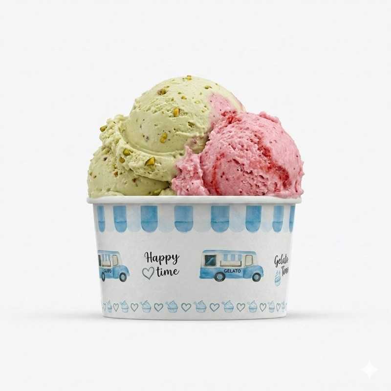 Coppetta gelato HappyVan azzurra 80 cc per gelato e yogurt soft | Crovegli