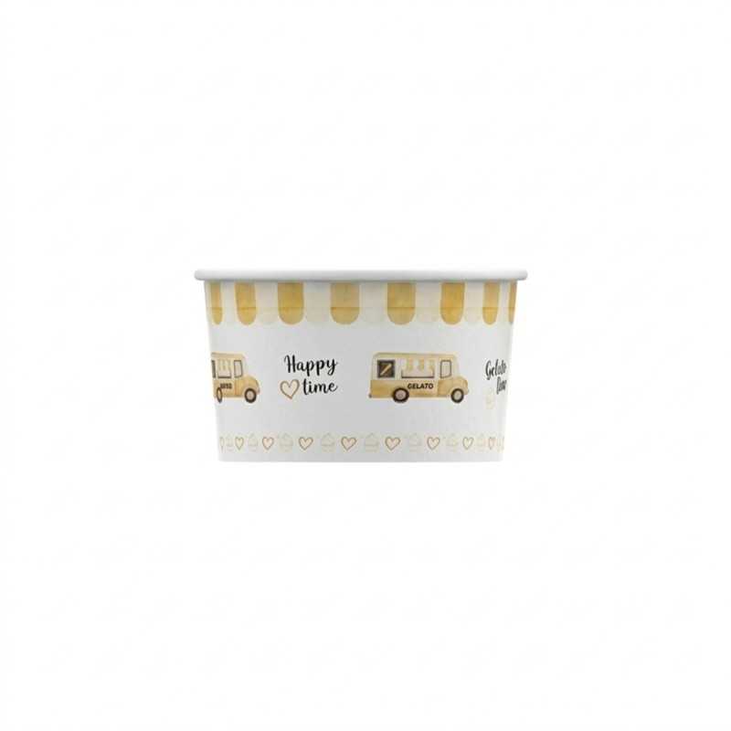 Coppetta gelato HappyVan gialla 64 cc per gelato e yogurt soft | Crovegli