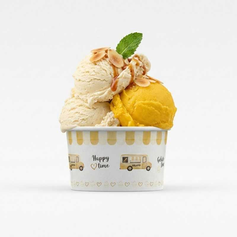 Coppetta gelato HappyVan gialla 64 cc per gelato e yogurt soft | Crovegli
