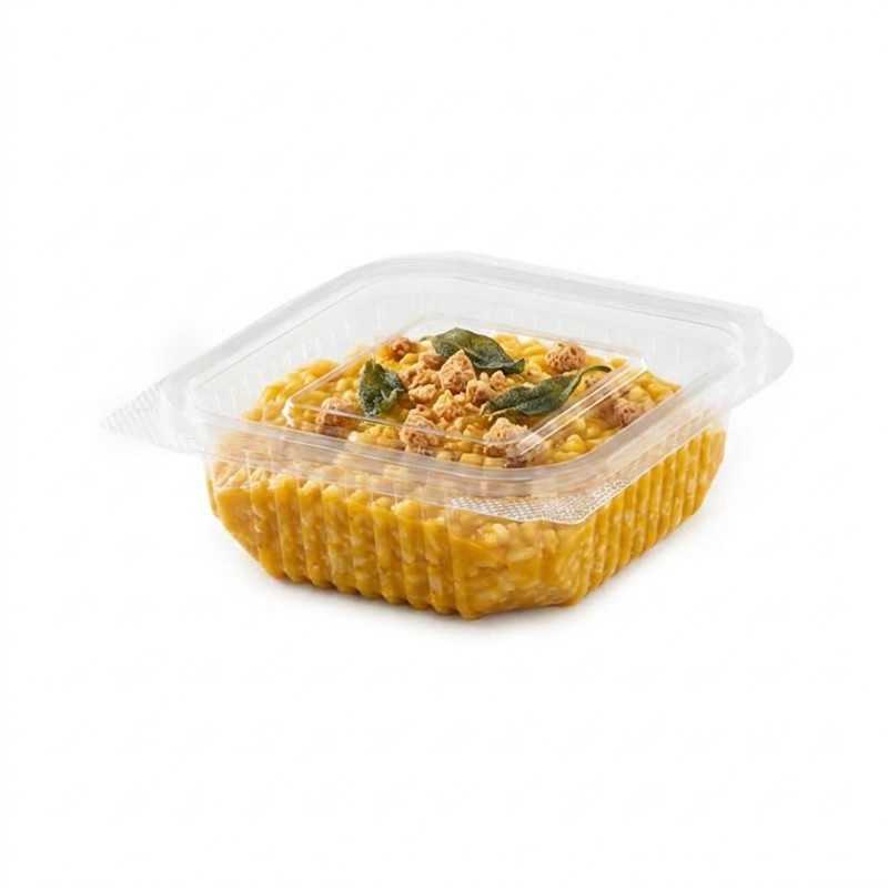 Vaschetta PET rettangolare 11,7x12,8 cm H 45 mm 250cc coperchio | Crovegli