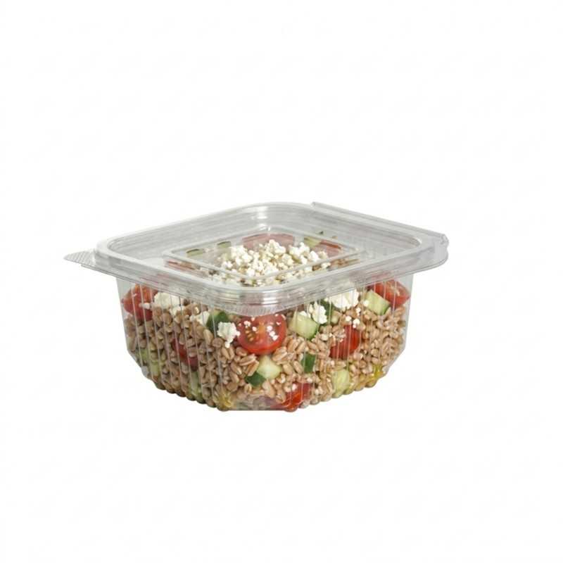 Vaschetta PET rettangolare 11,7x12,8 cm H 55 mm 375cc coperchio | Crovegli