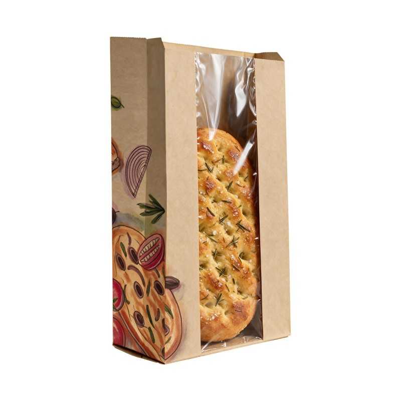 Sacchetto avana antigrasso finestra trasparente 20+5+5x33 cm asporto | Crovegli