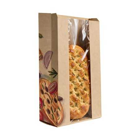Sacchetto avana antigrasso finestra trasparente 20+5+5x33 cm asporto | Crovegli