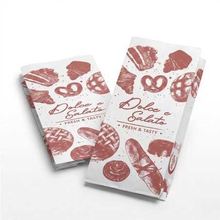 Sacchetto antigrasso Dolce e Salato bianco 15+9x29 cm asporto | Crovegli
