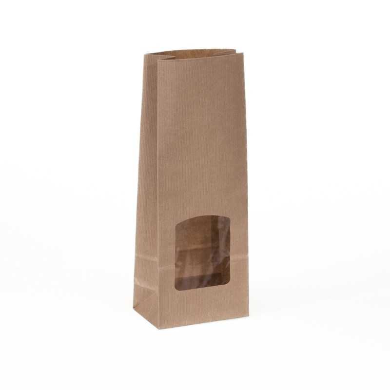 Sacchetto avana politenato termosaldabile finestra 13+8x34 cm | Crovegli
