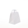 Borsa carta bianca manico piatto 26+18x26 cm take-away | Crovegli