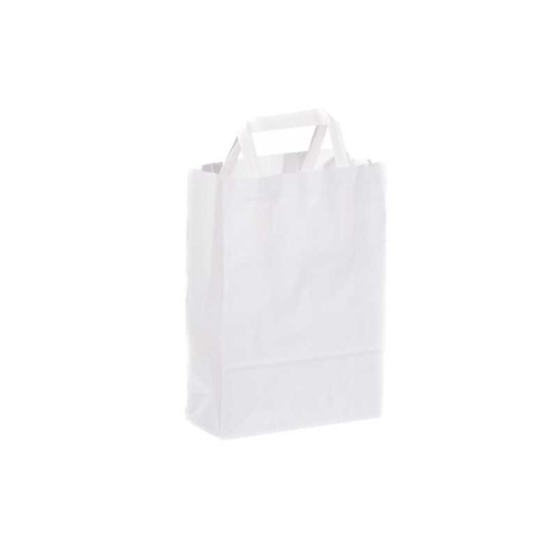 Borsa carta bianca manico piattino 18+7x25 cm | Crovegli