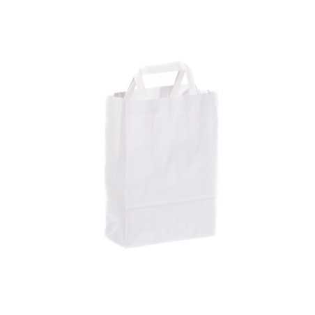 Borsa carta bianca manico piattino 18+7x25 cm | Crovegli