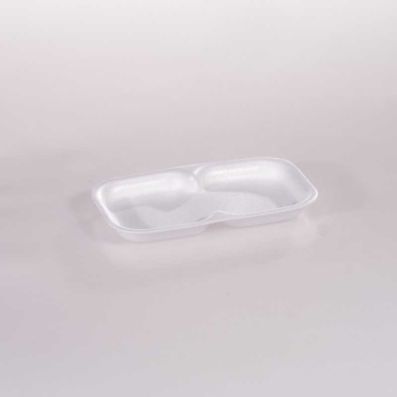 Vassoio polistirolo espanso 86 bianco non drenante 223x125 H21 mm per 2 hamburger | Crovegli