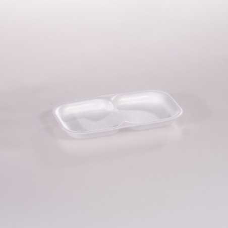 Vassoio polistirolo espanso 86 bianco non drenante 223x125 H21 mm per 2 hamburger | Crovegli