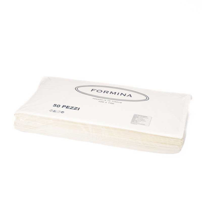 Tovaglia coprimacchia tissue spigato 100x100 cm champagne | Crovegli