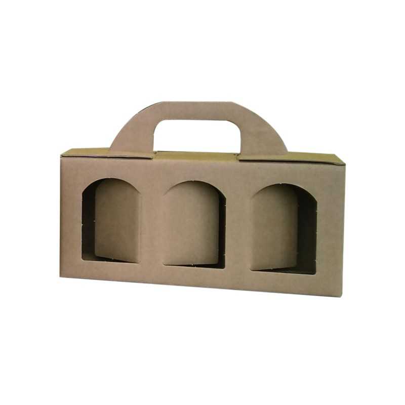Cestello porta vasetti grandi kraft avana 3 vasetti 25x8x12 cm finestra apribile | Crovegli
