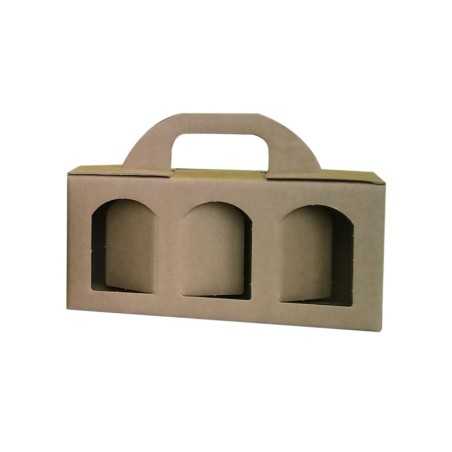 Cestello porta vasetti grandi kraft avana 3 vasetti 25x8x12 cm finestra apribile | Crovegli