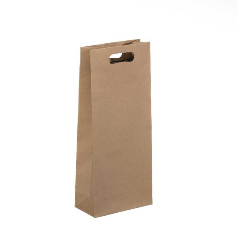 Portabottiglie carta avana manico a fagiolo 18x9x42 | Crovegli