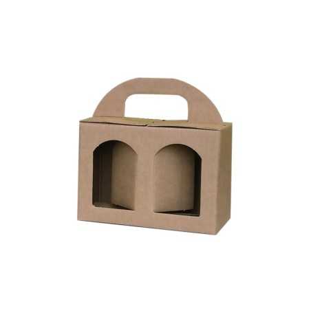 Cestello porta vasetti grandi kraft avana 2 vasetti 17x8x12 cm finestra apribile | Crovegli