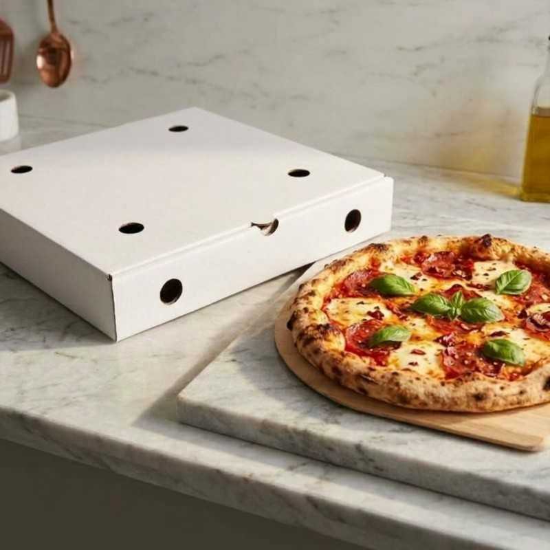 Scatola pizza cartone bianco 30x30 H5 cm | Crovegli