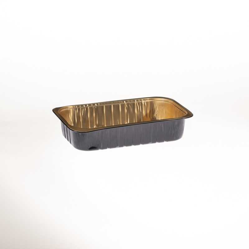 Contenitore alluminio laccato nero/oro 2 porzioni | Crovegli