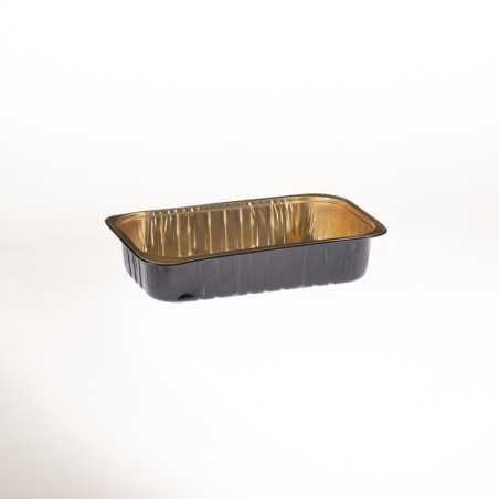Contenitore alluminio laccato nero/oro 2 porzioni | Crovegli