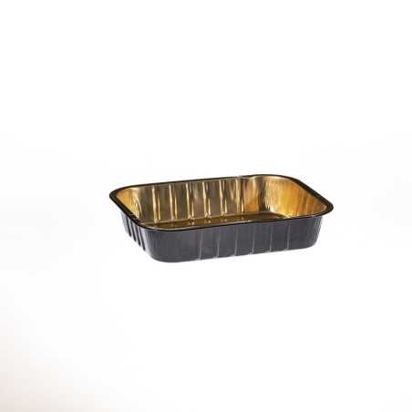 Contenitore alluminio laccato nero/oro 4 porzioni | Crovegli