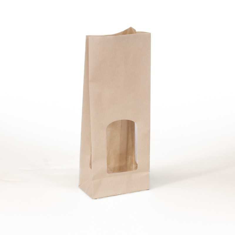 Sacchetto avana antigrasso finestra 14+9x36 cm non saldabile | Crovegli