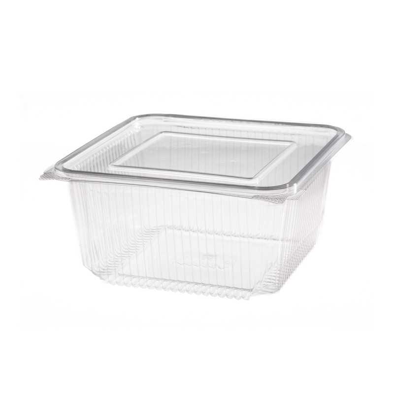 Vaschetta PET rettangolare 19x19,3 cm H 90 mm 2000cc coperchio | Crovegli