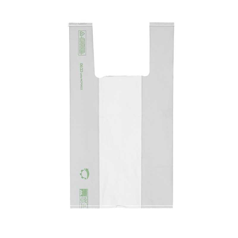 Shopper biodegradabile bianca strappo 28+16x50 cm 14 g trasporto merce | Crovegli