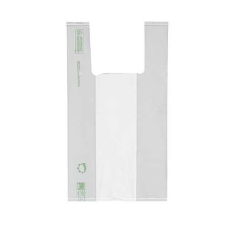 Shopper biodegradabile bianca strappo 28+16x50 cm 14 g trasporto merce | Crovegli