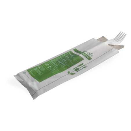 Set forchetta compostabile imbustata tovagliolo 30x30 cm 1 velo | Crovegli